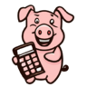 cartoon pig holding a calculator